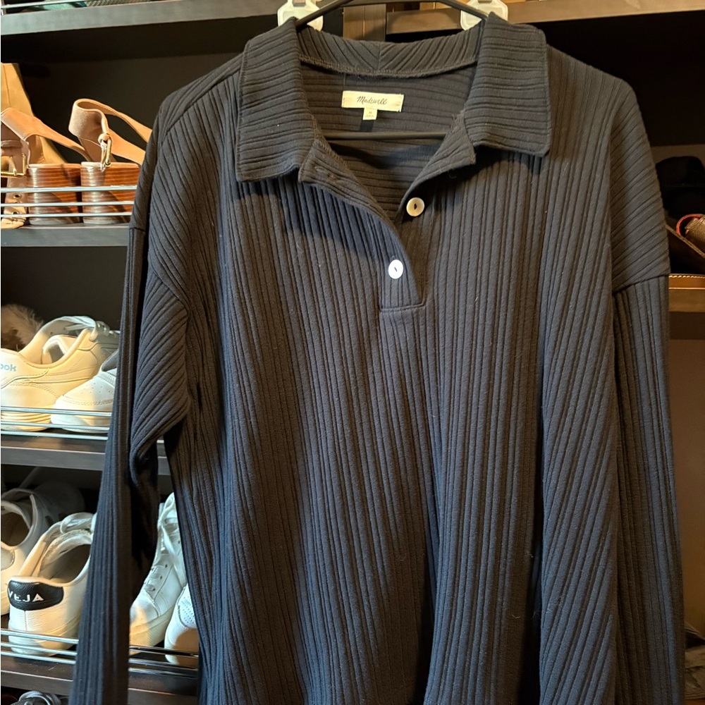 Madewell Black Ribbed Knit Top